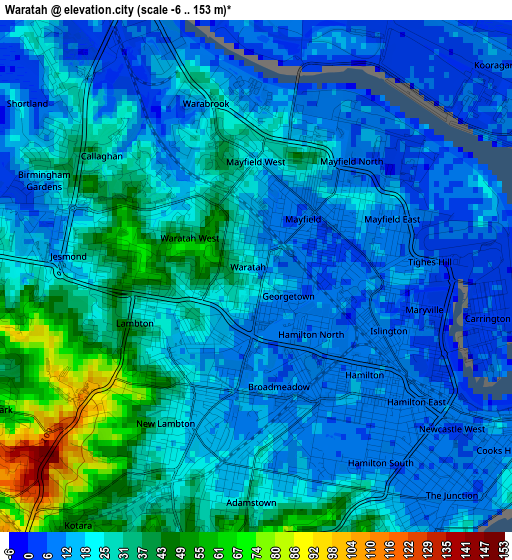 Waratah elevation map