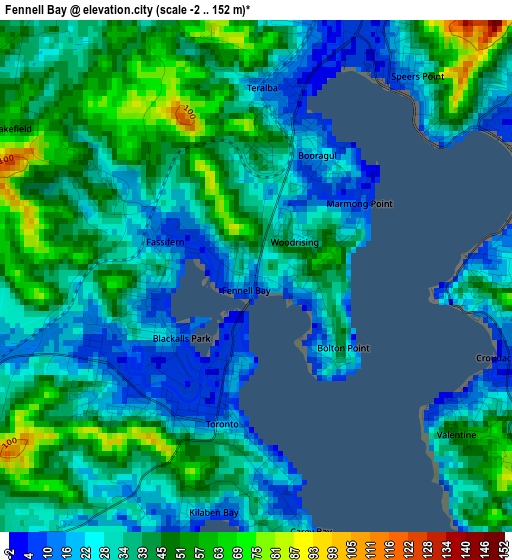 Fennell Bay elevation map