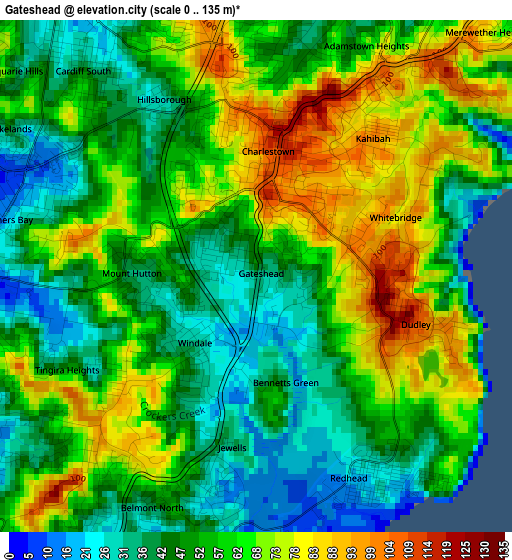 Gateshead elevation map