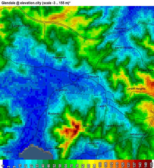 Glendale elevation map