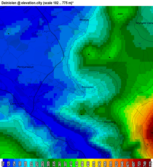 Deiniolen elevation map