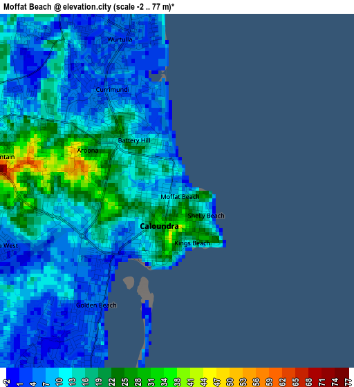 Moffat Beach elevation map