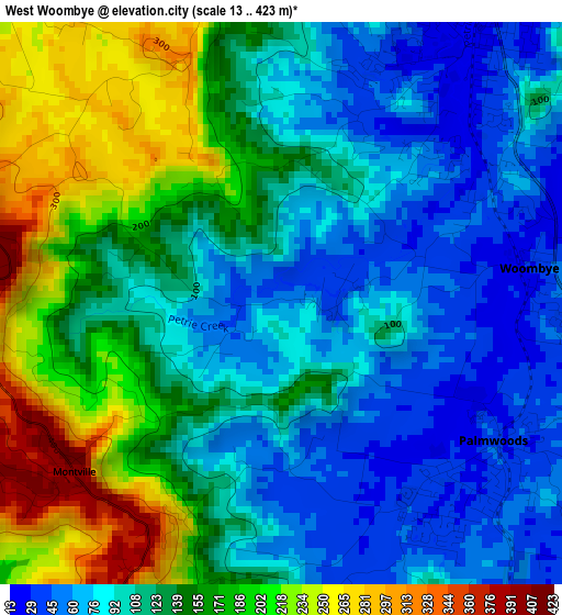 West Woombye elevation map