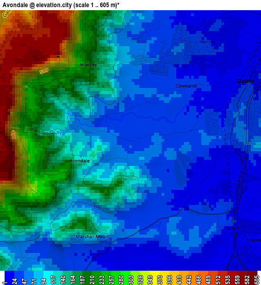 Avondale elevation map