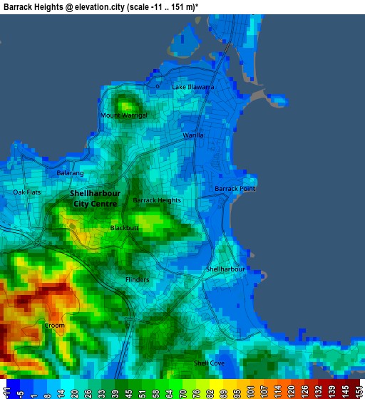 Barrack Heights elevation map