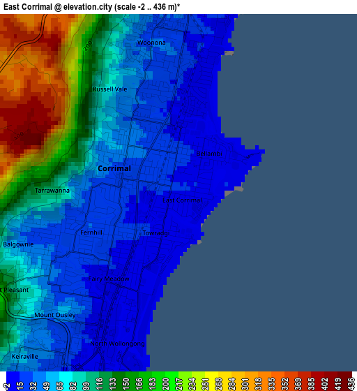 East Corrimal elevation map