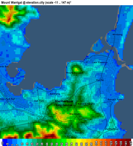 Mount Warrigal elevation map