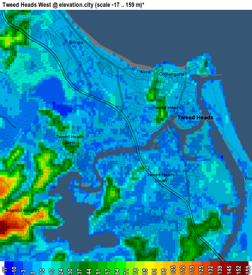 Tweed Heads West elevation map