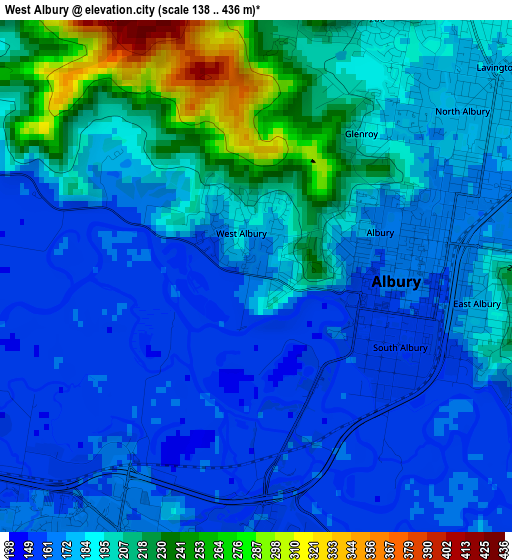 West Albury elevation map