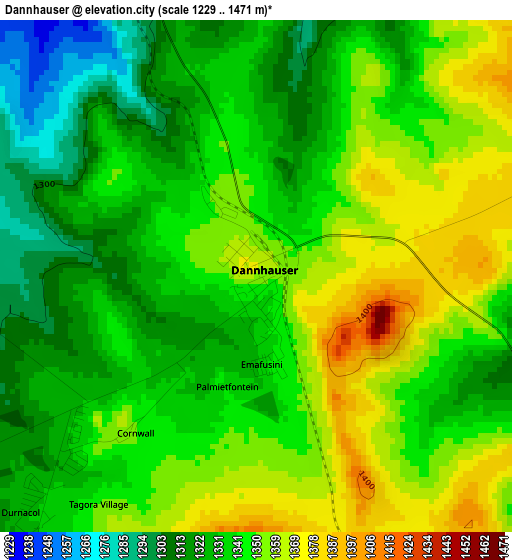 Dannhauser elevation map