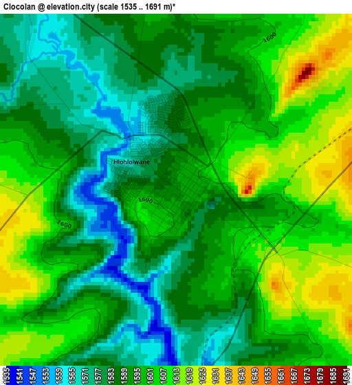 Clocolan elevation map