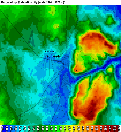 Burgersdorp elevation map