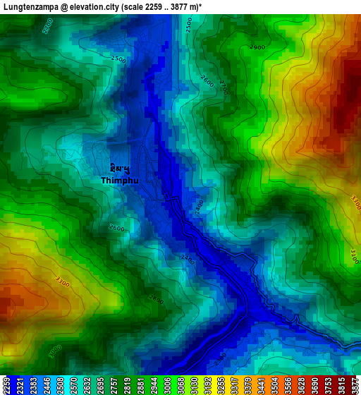 Lungtenzampa elevation map