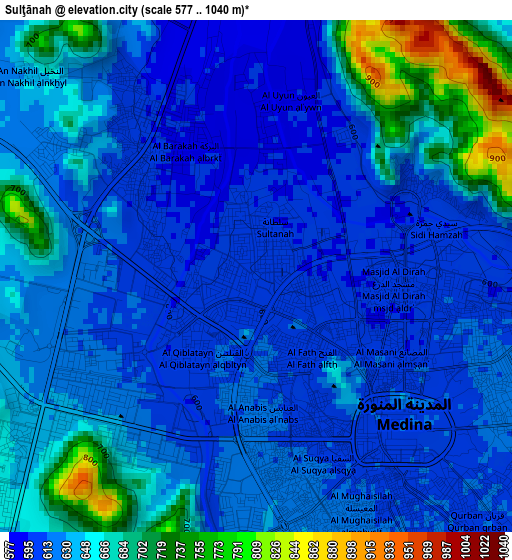 Sulţānah elevation map