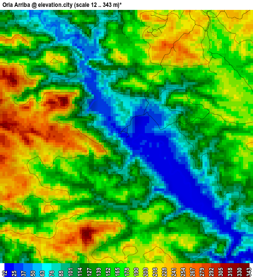 Oria Arriba elevation map