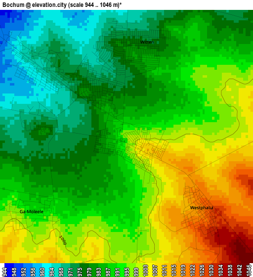 Bochum elevation map