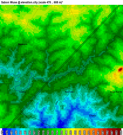 Sabon Wuse elevation map