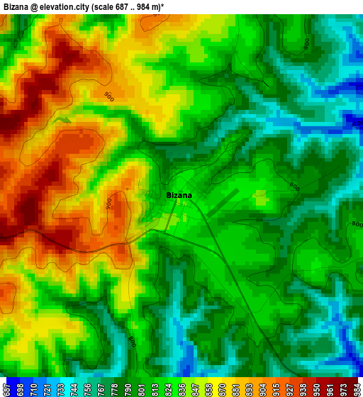 Bizana elevation map