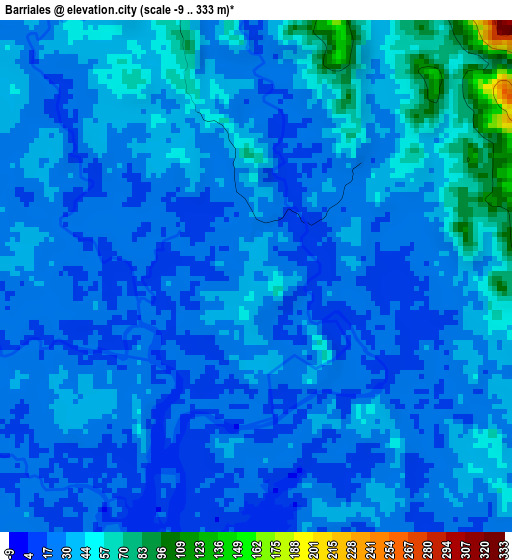 Barriales elevation map