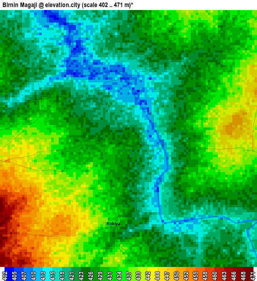 Birnin Magaji elevation map