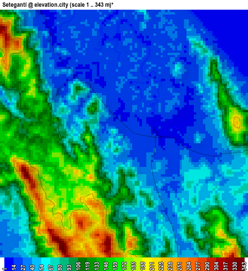 Setegantí elevation map