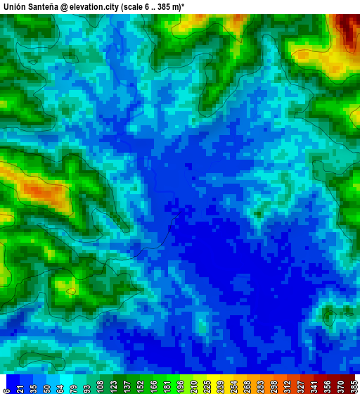 Unión Santeña elevation map