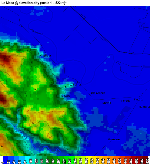 La Mesa elevation map