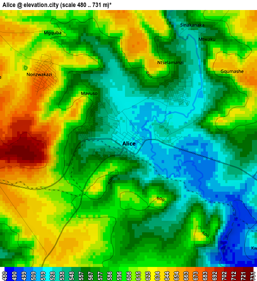 Alice elevation map