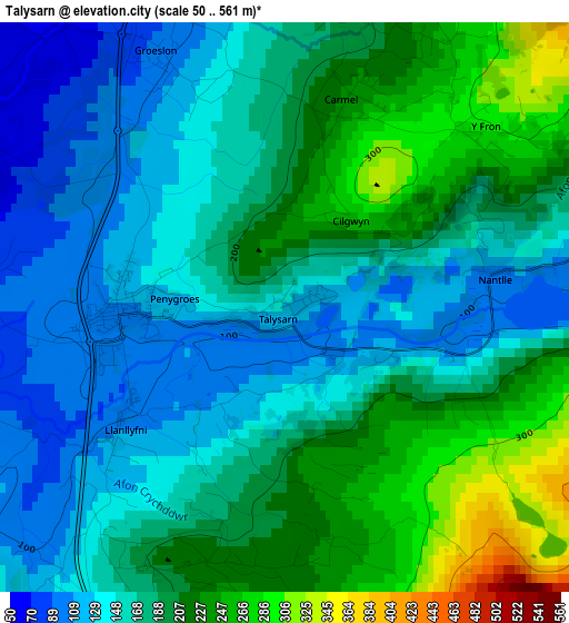 Talysarn elevation map