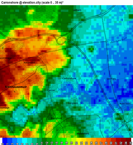 Carronshore elevation map