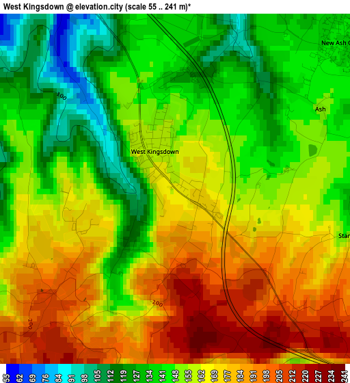 West Kingsdown elevation map