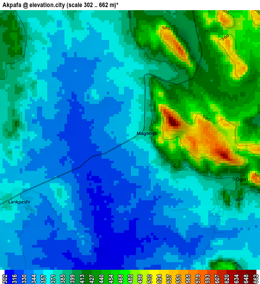 Akpafa elevation map