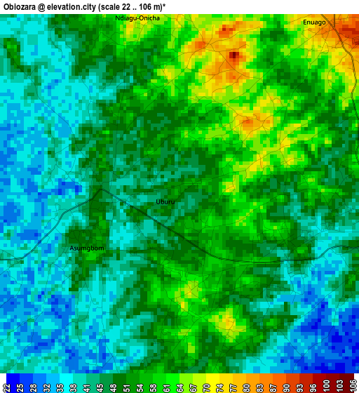 Obiozara elevation map