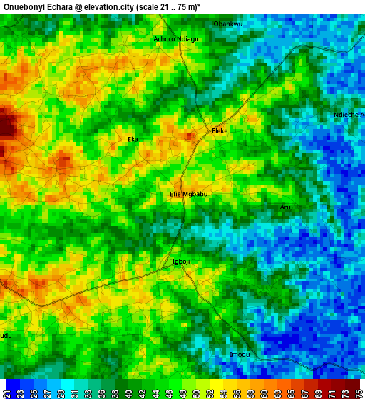 Onuebonyi Echara elevation map