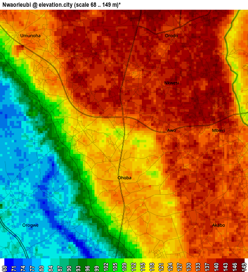 Nwaorieubi elevation map