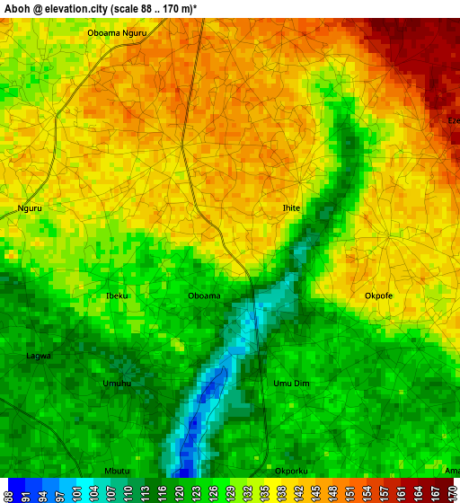 Aboh elevation map