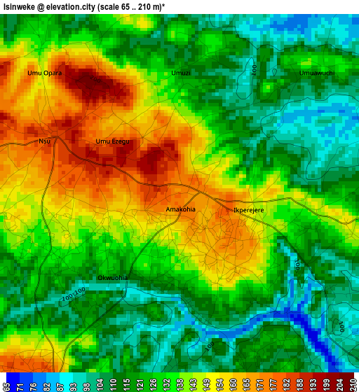 Isinweke elevation map