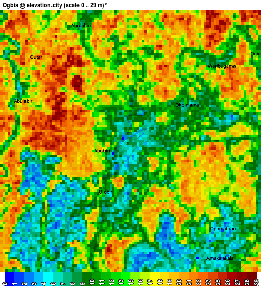 Ogbia elevation map