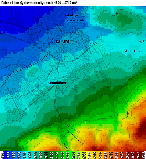 Palandöken elevation map