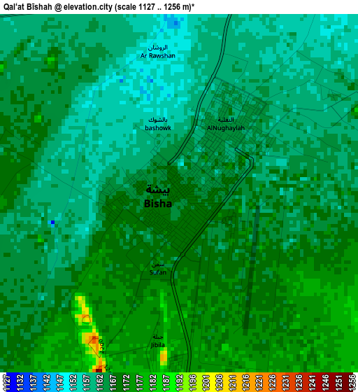 Qal‘at Bīshah elevation map