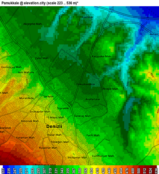 Pamukkale elevation map