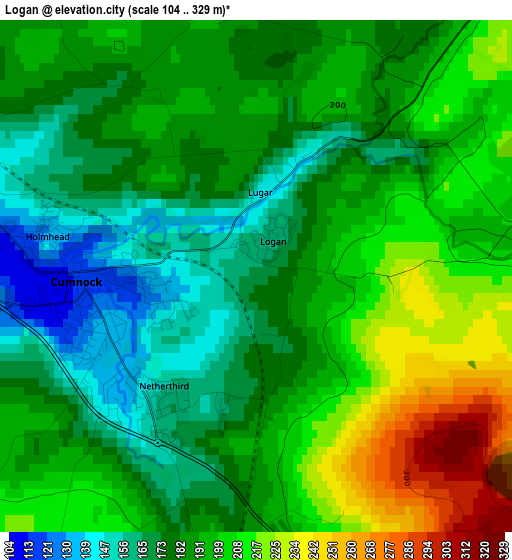 Logan elevation map