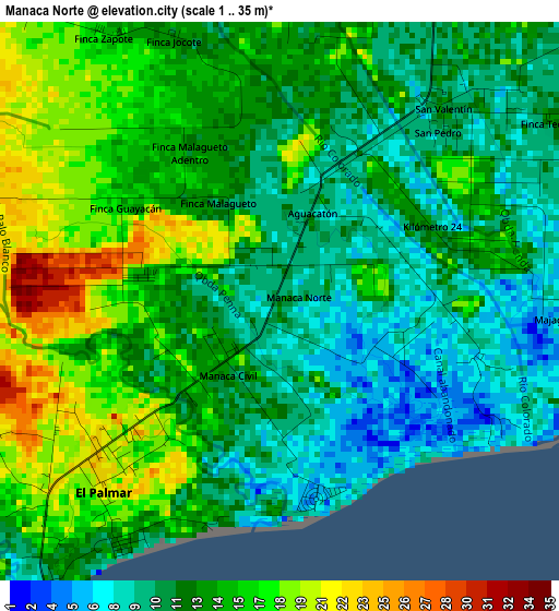 Manaca Norte elevation map