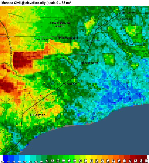 Manaca Civil elevation map