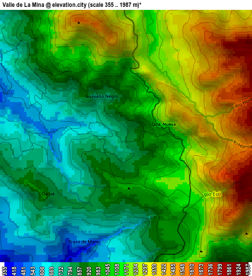 Valle de La Mina elevation map