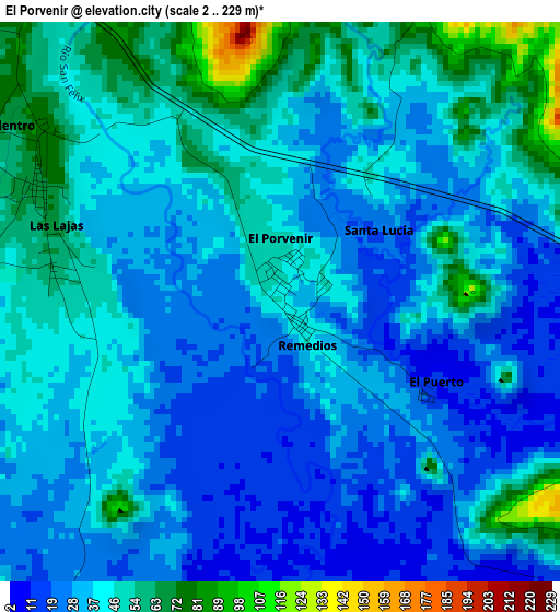 El Porvenir elevation map