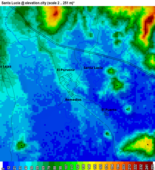 Santa Lucia elevation map