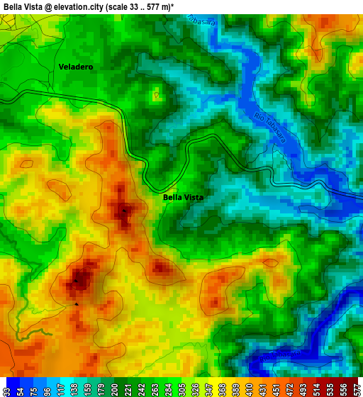 Bella Vista elevation map