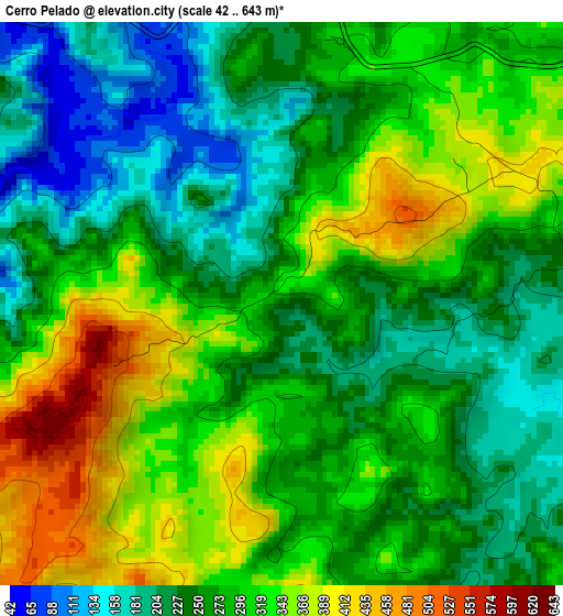Cerro Pelado elevation map