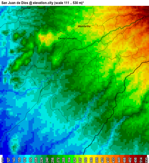 San Juan de Dios elevation map